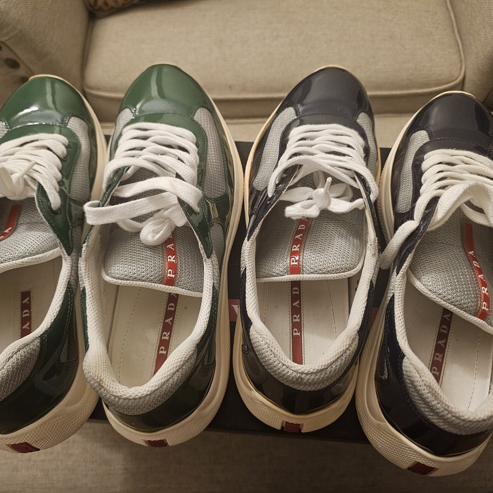 2 Pairs Of 100% Authentic Pre-loved Prada Americas Cup Patent Leather Sneakers